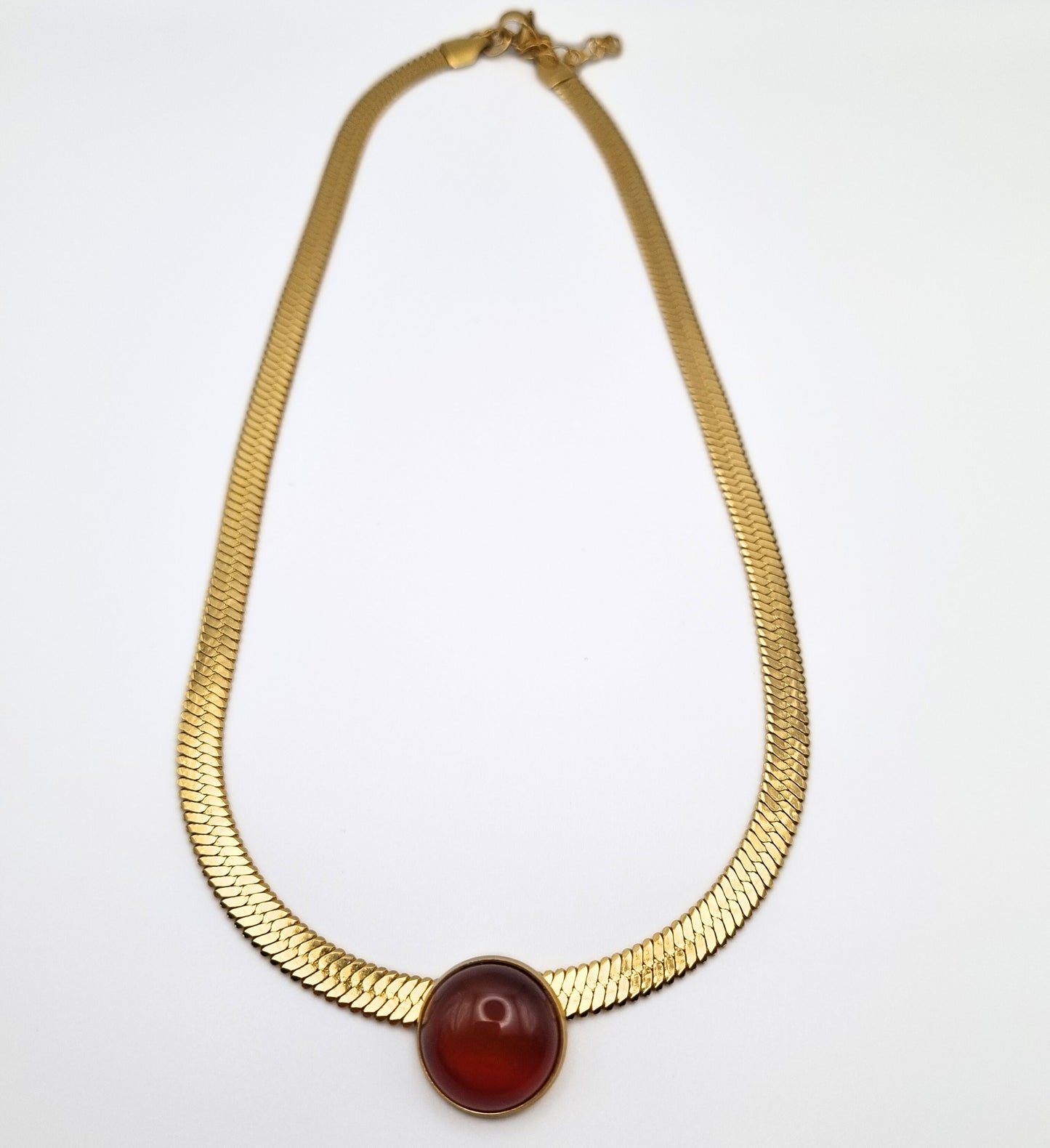 Golden statement necklace with carnelian