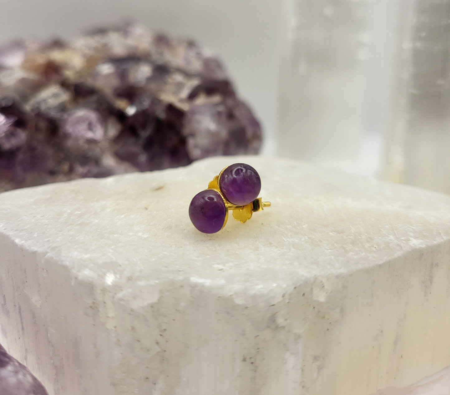 Amethyst dot earrings
