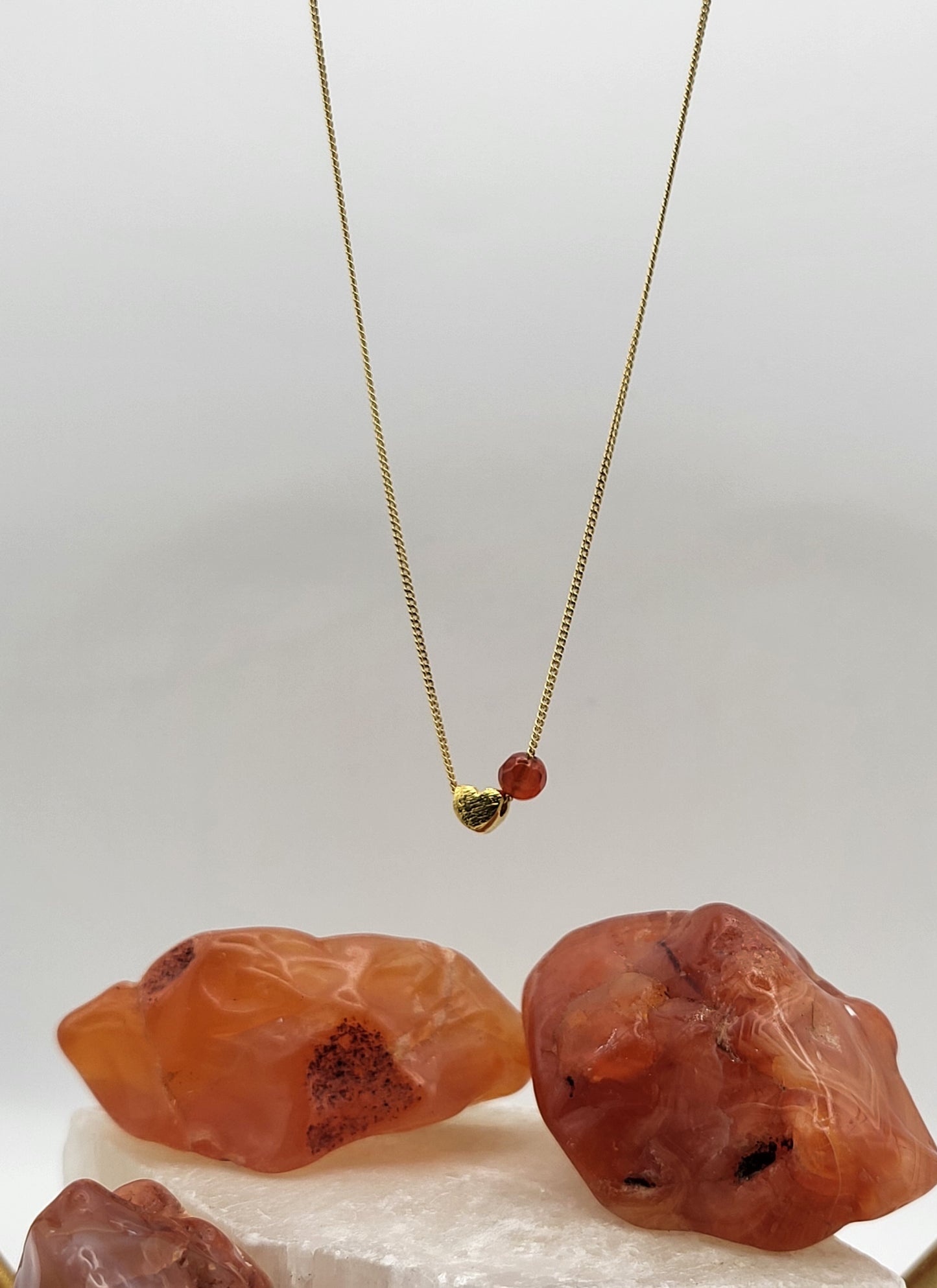 Golden Heart - Carnelian Charm Necklace