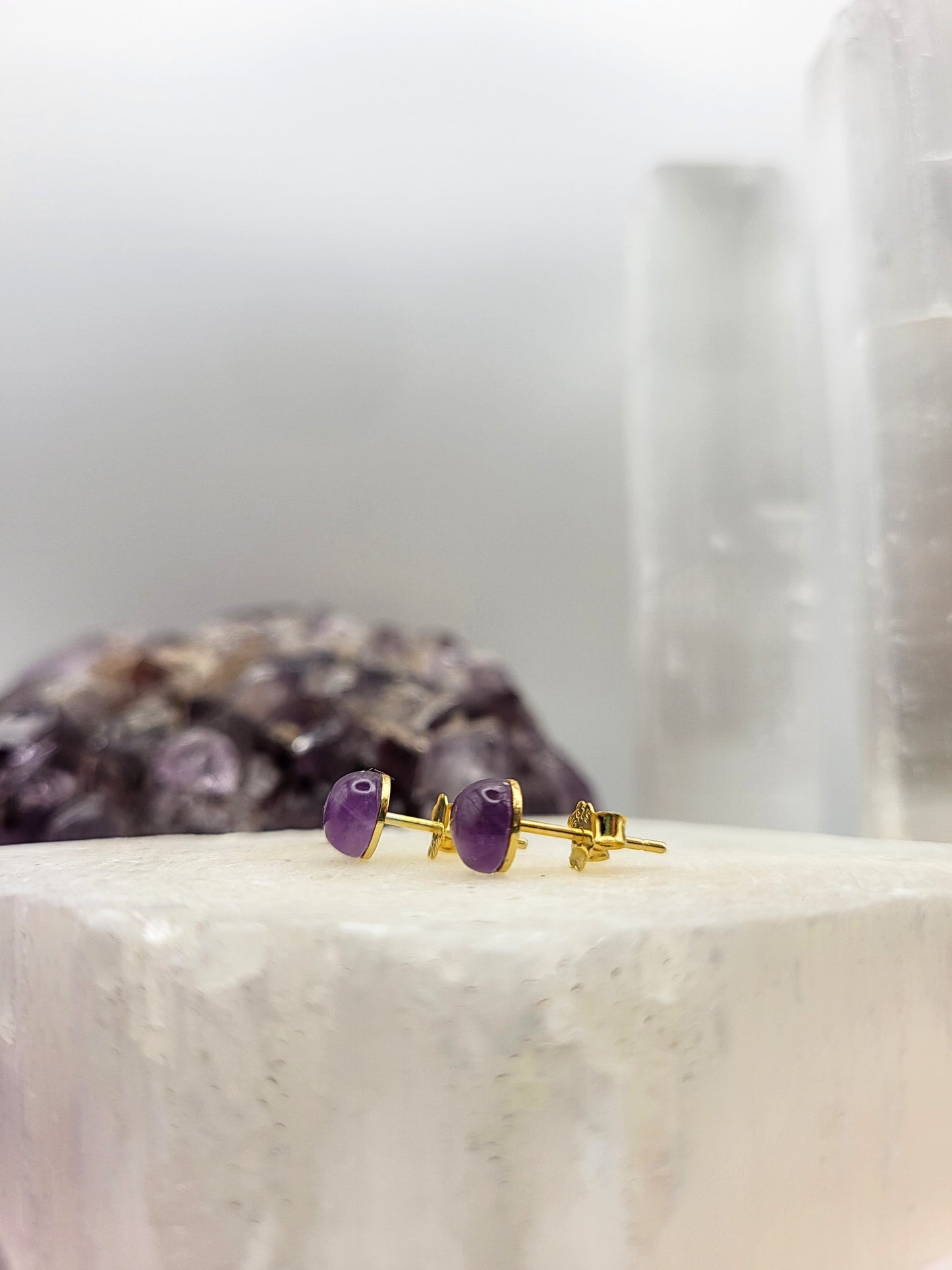 Amethyst dot earrings