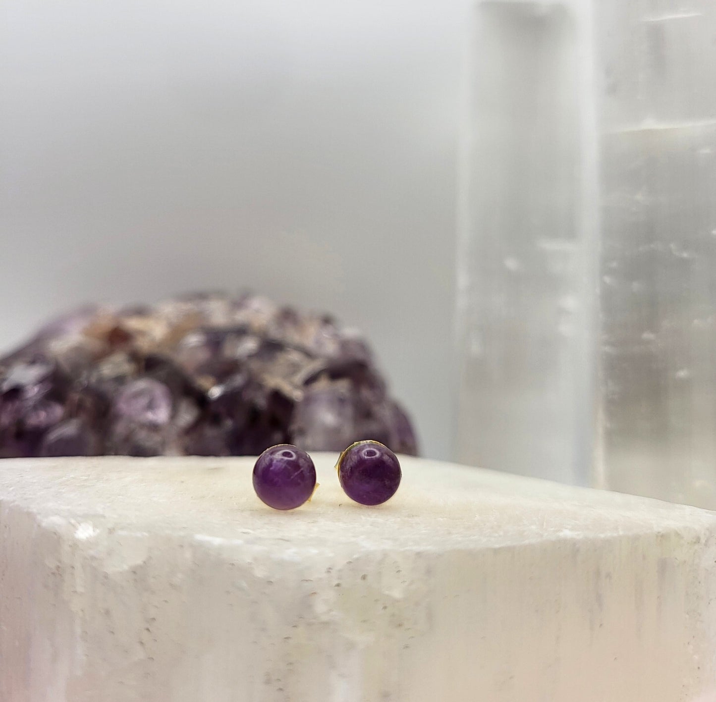 Amethyst dot earrings
