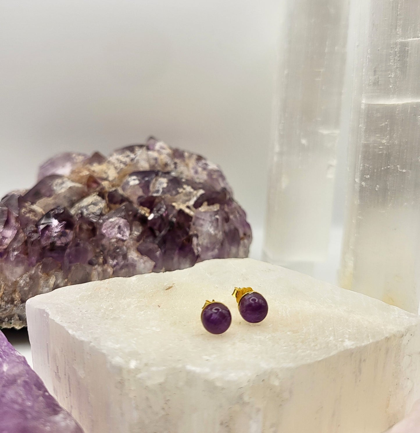 Amethyst dot earrings