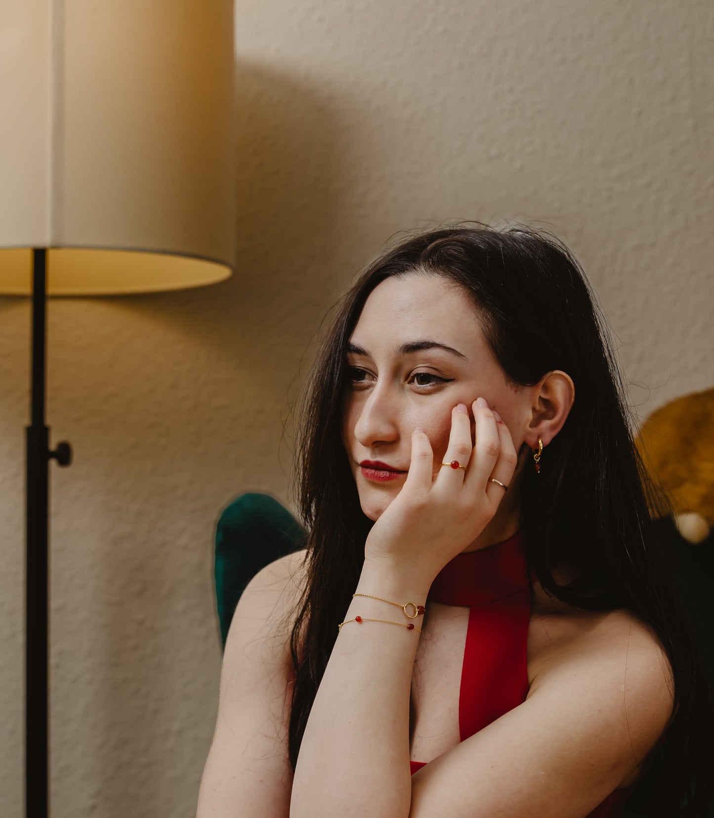 Hoop earrings with red carnelian