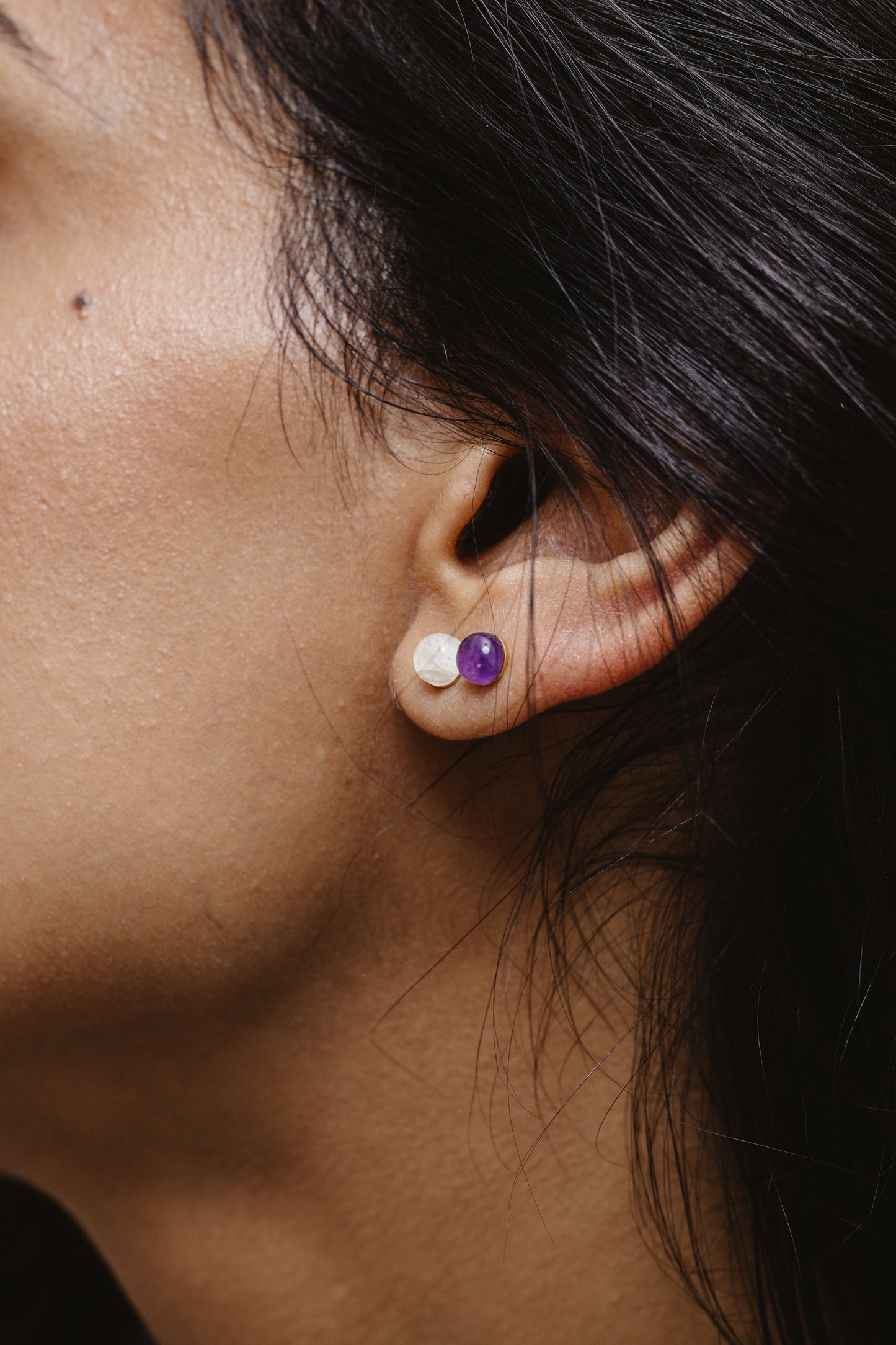 Amethyst dot earrings
