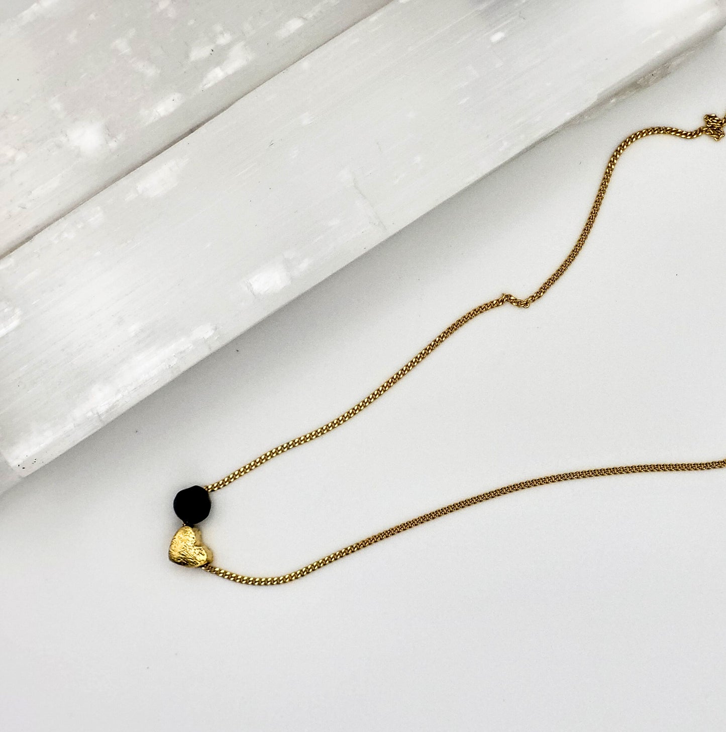 Golden Heart - Tourmaline Charm Necklace