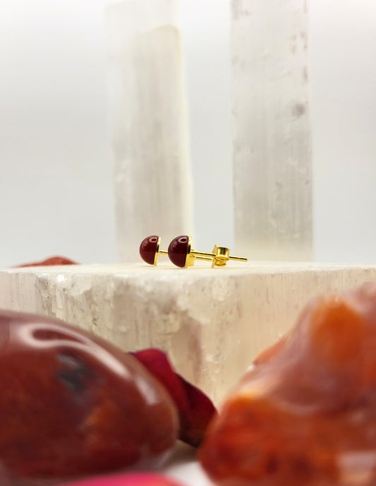 Carnelian Dot Stud Earrings