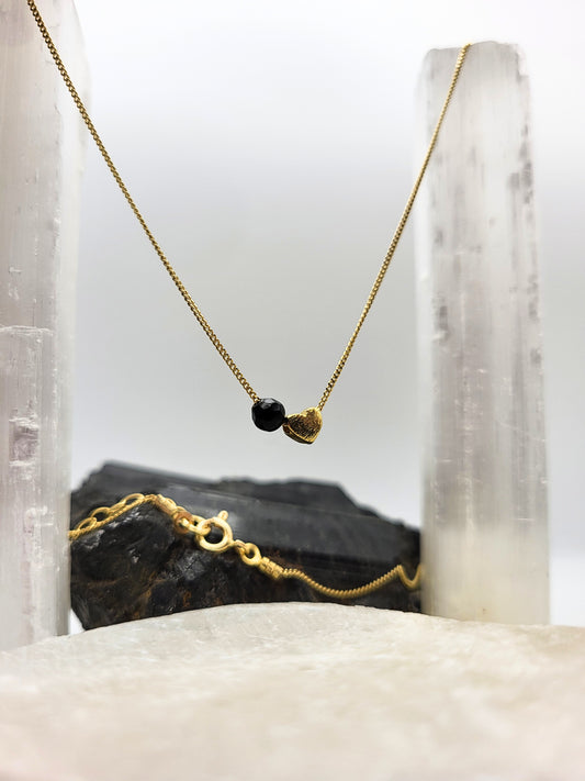 Golden Heart - Tourmaline Charm Necklace